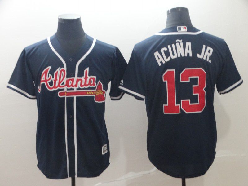 Men Atlanta Braves #13 Acuna jr Blue Game MLB Jersey